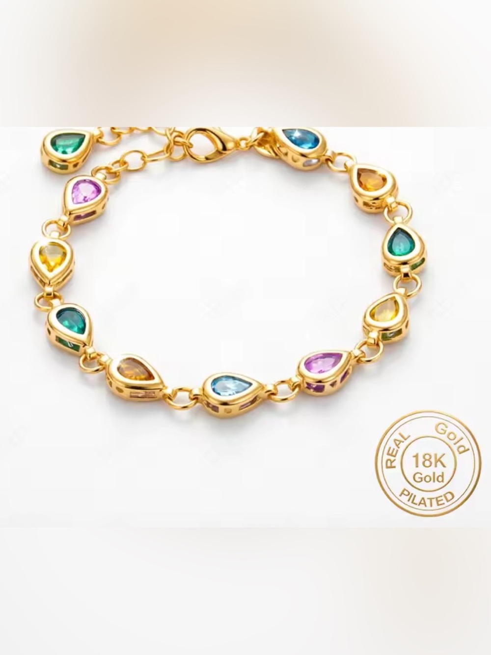 Gold Multicolor Teardrop Bracelet - Women Jewelry